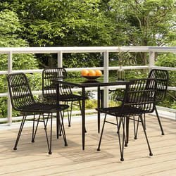 vidaXL Ensemble à manger de jardin 5 pcs Noir Résine tressée