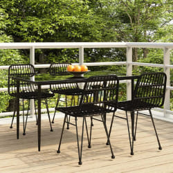 vidaXL Ensemble à manger de jardin 5 pcs Noir Résine tressée