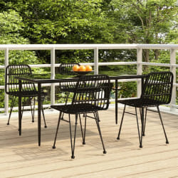 vidaXL Ensemble à manger de jardin 5 pcs Noir Résine tressée