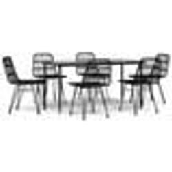 vidaXL Ensemble à manger de jardin 7 pcs Noir Résine tressée