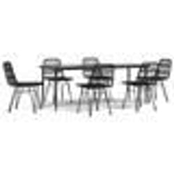 vidaXL Ensemble à manger de jardin 7 pcs Noir Résine tressée