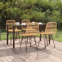 vidaXL Ensemble à manger de jardin 5pcs Résine tressée