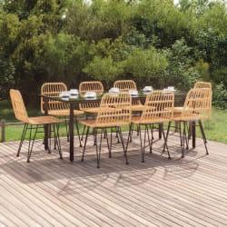vidaXL Ensemble à manger de jardin 9 pcs Résine tressée