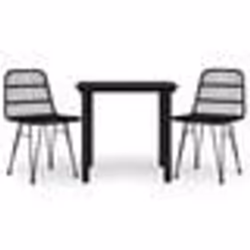 vidaXL Ensemble à manger de jardin 3 pcs Noir Résine tressée