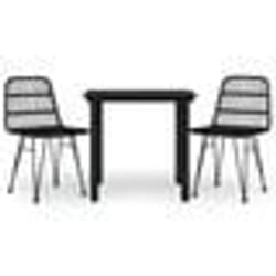 vidaXL Ensemble à manger de jardin 3 pcs Noir Résine tressée