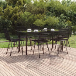 vidaXL Ensemble à manger de jardin 7 pcs Noir Résine tressée
