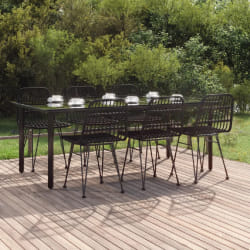 vidaXL Ensemble à manger de jardin 7 pcs Noir Résine tressée