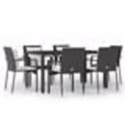 vidaXL Ensemble à manger de jardin coussins 7pcs Noir Résine tressée