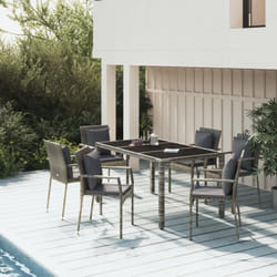 Vidaxl - Mobilier à dîner de jardin et coussins 7 pcs gris rotin