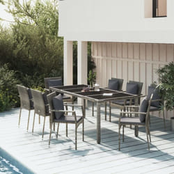 Vidaxl - Ensemble à manger de jardin 9 pcs coussins gris résine tressée