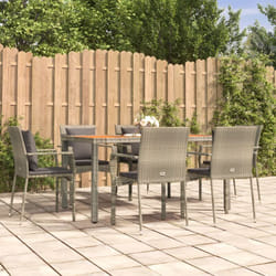 Vidaxl - Mobilier à dîner de jardin et coussins 7 pcs gris rotin