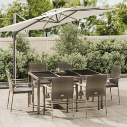 Vidaxl - Mobilier à dîner de jardin et coussins 7 pcs gris rotin