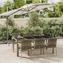vidaXL Ensemble à manger jardin et coussins 7 pcs gris rotin
