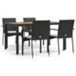vidaXL Ensemble à manger de jardin coussins 5pcs Noir Résine tressée