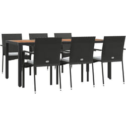 Ensemble à manger de jardin coussins 7pcs Noir Résine tressée vidaXL