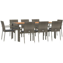 vidaXL Ensemble à manger de jardin 9 pcs coussins gris résine tressée