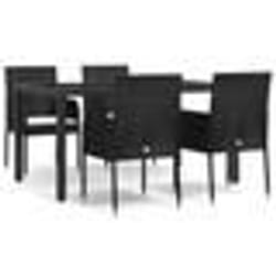 vidaXL Ensemble à manger de jardin coussins 5pcs Noir Résine tressée