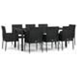 vidaXL Ensemble à manger jardin 9pcs et coussins noir résine tressée