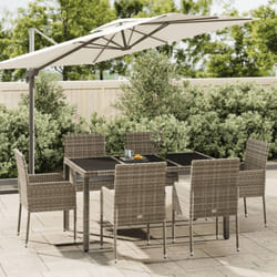 Vidaxl - Ensemble à manger jardin et coussins 7 pcs gris rotin
