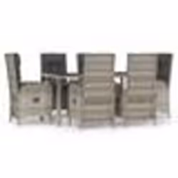 vidaXL Ensemble à manger jardin et coussins 7 pcs gris rotin