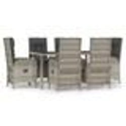 vidaXL Ensemble à manger jardin et coussins 7 pcs gris rotin