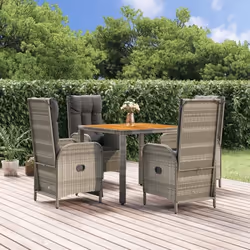 vidaXL Ensemble à manger de jardin 5 pcs coussins gris résine tressée