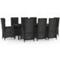 vidaXL Ensemble à manger jardin 9pcs et coussins noir résine tressée