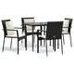 vidaXL Ensemble à manger de jardin coussins 5pcs Noir Résine tressée