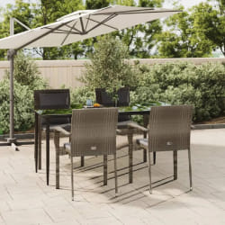 vidaXL Ensemble à manger de jardin coussins 5 pcs noir et gris