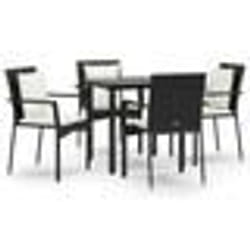 vidaXL Ensemble à manger de jardin coussins 5pcs Noir Résine tressée