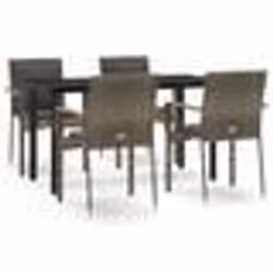 vidaXL Ensemble à manger de jardin coussins 5 pcs noir et gris