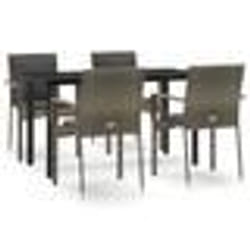 vidaXL Ensemble à manger de jardin coussins 5 pcs noir et gris