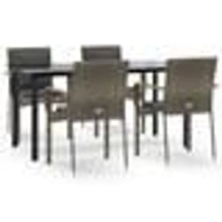 vidaXL Ensemble à manger de jardin coussins 5 pcs noir et gris