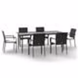 vidaXL Ensemble à manger de jardin coussins 7pcs Noir Résine tressée