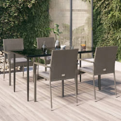 vidaXL Ensemble à manger de jardin coussins 5 pcs noir et gris
