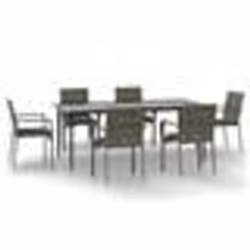vidaXL Ensemble à manger jardin et coussins 7 pcs Noir et gris Rotin
