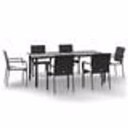 vidaXL Ensemble à manger de jardin coussins 7pcs Noir Résine tressée