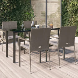 vidaXL Ensemble à manger de jardin coussins 5 pcs noir et gris