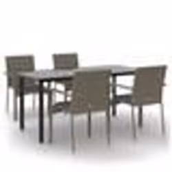 vidaXL Ensemble à manger de jardin coussins 5 pcs noir et gris
