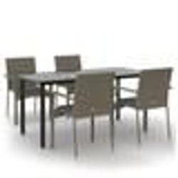 vidaXL Ensemble à manger de jardin coussins 5 pcs noir et gris