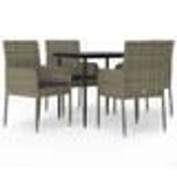 vidaXL Ensemble à manger de jardin coussins 5 pcs noir et gris