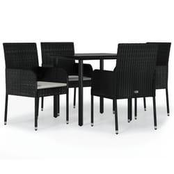 vidaXL Ensemble à manger de jardin coussins 5pcs Noir Résine tressée