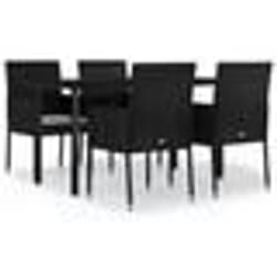 vidaXL Ensemble à manger de jardin coussins 5pcs Noir Résine tressée