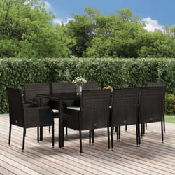 Vidaxl - Ensemble à manger jardin 9pcs et coussins noir résine tressée