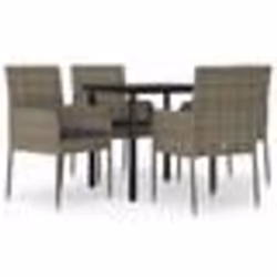 vidaXL Ensemble à manger de jardin coussins 5 pcs noir et gris