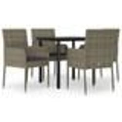 vidaXL Ensemble à manger de jardin coussins 5 pcs noir et gris