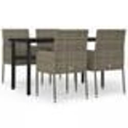 vidaXL Ensemble à manger de jardin coussins 5 pcs noir et gris