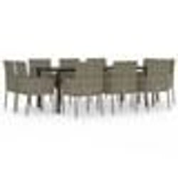 vidaXL Ensemble à manger jardin 11 pcs avec coussins noir et gris