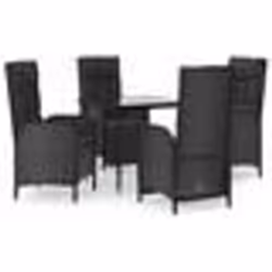 vidaXL Ensemble à manger de jardin coussins 5pcs Noir Résine tressée