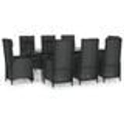 vidaXL Ensemble à manger jardin 9pcs et coussins noir résine tressée